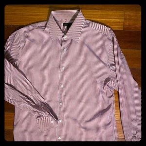 Casual red pin stripe button down